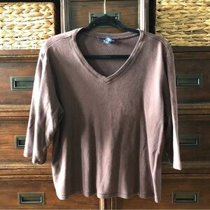 Karen Scott brown cotton 3/4 sleeve top in size XL
